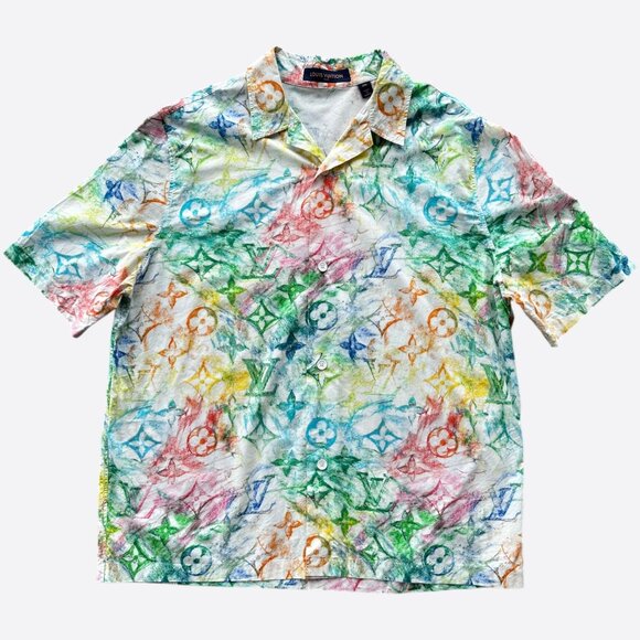 Louis Vuitton White Multicolor Pastel Monogram Button Up Shirt - Picture 1 of 6